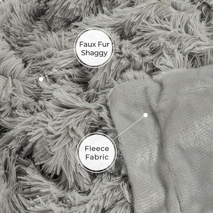 Tuddrom Decorative Extra Soft Faux Fur Blanket Twin Size 70" x 78",Solid Reversible Fuzzy Fluffy Cozy Plush Fleece Comfy Microfiber Blanket for Couch Sofa Bed,Quiet Grey