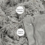 Tuddrom Decorative Extra Soft Fuzzy Faux Fur Throw Blanket 50" x 60",Solid Reversible Long Hair Shaggy Blanket,Fluffy Cozy Plush Comfy Microfiber Fleece Blankets for Couch Sofa Bedroom,Quiet Grey