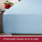 Mellanni RV Short Queen Sheets - 4 PC Iconic Collection Bedding - Hotel Luxury, Extra Soft, Cooling Bed Sheets - Deep Pocket up to 10 inch (RV/Short Queen, Blue Hydrangea)