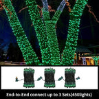 LAMPHOME Super-Bright Extendable Green Christmas Lights Decoration 150Lights 31.9ft UL Certified Mini Bulb String Lights Set for Outdoor Christmas Tree Garden Holiday Party Patio Wedding Garland Decor