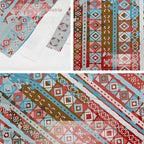 Batmerry Blue Grey Boho Garbage Tapestry, Red Wall Art Hanging Decoration Polyester Fiber White Ruffled Around for Dorm Room Bedroom Living Room, 59.1x59.1 inches