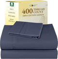 California Design Den Twin XL Sheet Sets - Soft 400 Thread Count Sateen, Natural 100% Cotton Sheets with Deep Pockets, Cooling and Durable Bedding Set - Indigo Dusty Blue