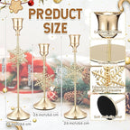 3 Pcs Christmas Candle Holders 3 Size Gold Taper Candlestick Holders Set Vintage Decorative Centerpiece for Table Mantel Wedding Housewarming Thanksgiving Gifts (Snowflake)