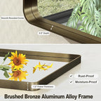 36x36 Inch Bronze Framed Bathroom Mirror, Rectangle Brushed Bronze Metal Vanity Mirror, Square Modern Wall Mirror, Rounded Corner, Tempered Glass, Anti-Rust, Shatterproof (Horizontal/Vertical)