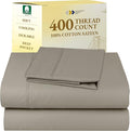 California Design Den Soft Twin Sheets Set - 400 Thread Count Sateen, Natural 100% Cotton Sheets, Deep Pockets, Cooling and Durable Bedding Set for Dorm Rooms & Adults - Taupe