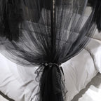 Joyreap 4 Corners Post Canopy Bed Curtain Black- Twin Size Royal Luxurious Cozy Drapes Netting- Elegant Bedroom Decoration Accessories for Adults