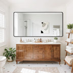 Suidia Bathroom Mirror, 60" x 30" Wall Mirror Metal Framed, Bathroom Vanity Mirror for Living Room Bedroom Bathroom Entryway, Black, Rounded Corner Style