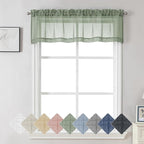 Aiyufeng Kirei Sage Green Kitchen Sheer Valance Curtains 14 Inch Length, Voile Linen Sheer Cafe Curtains for Bathroom Farmhouse Country Light Filtering Short Window Curtain 1 Panel(Green, 60 W x 14 L)
