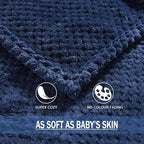Exclusivo Mezcla Fleece Bed Blanket Twin Size, Super Soft and Warm Blankets for Couch, Sofa and Bed Waffle Textured, Cozy, Fuzzy and Lightweight (Navy Blue, 60x80 inches)