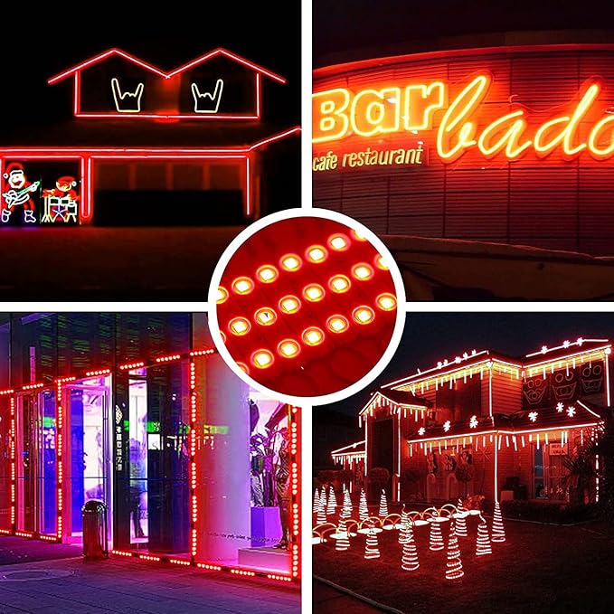 LED Module, 100pcs 49.8 Ft 5730 SMD 150LM Per LED Module IP65 Waterproof Decorative Light for Advertising Signs with Tape Adhesive Backside (Red Light)