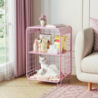 APEXCHASER Cute Kids Pink Nightstand,Metal Side Table,3 Tier End Table with Storage,Vintage Bedside Table,Girls Bedroom Furniture for Living Room,Bedroom,Dorm