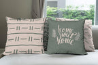Ambesonne Modern Throw Pillow Cushion Case Pack of 4, Scandinavian Minimal Ornaments Boho Feather Leaves and Home Phrase, Modern Accent Double-Sided Digital Printing, 20", Pale Tan and Reseda Green