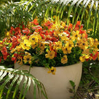 Artificial Flowers for Outdoor, UV Resistant Fake Silk Flowers, Realistic Faux Plants for Outside Indoor Porch Patio Window Box Planter Home Decor (16, Orange Yellow)