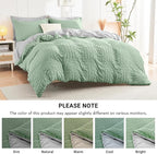 HYMOKEGE Sage Green/Light Grey King Size Comforter Set Seersucker 7 Pieces, All Season Luxury Bed in a Bag for Bedroom, Bedding Set with Comforter, Sheets, Pillowcases & Shams