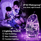 ZGWJ 12 Pack Fairy Lights Battery Operated, 7ft 20 Mini LED Fairy String Lights Silver Wire 3 Modes for DIY, Parties, Wedding, Bedroom, Halloween Christmas Decoration Purple