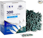 Holiday Joy - 300 Count Warm White Christmas Lights Outdoor, 32FT Length Per Set Incandescent Christmas Lights Indoor, Corded Tree String Lights for Xmas Decorations (Green Wire)