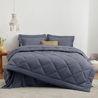Love's cabin Queen Comforter Set Navy Blue, 7 Pieces Queen Bed in a Bag, All Season Bedding Sets with 1 Comforter, 1 Flat Sheet, 1 Fitted Sheet, 2 Pillowcase and 2 Pillow Sham