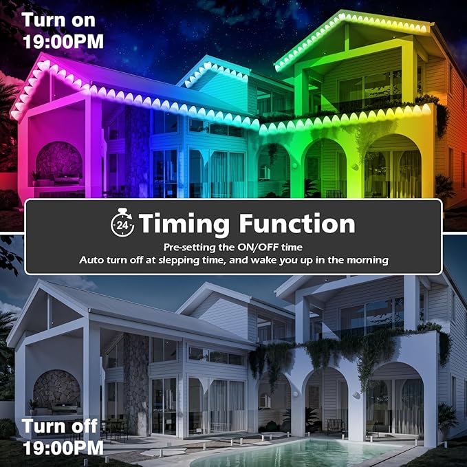 300Ft Outdoor LED Strip Lights Waterproof,Music Sync RGB IP68 Outside Led Light Strips Waterproofs with App and Remote,Exterior Led Rope Lights Waterproof for Deck,Balcony,Roof,Garden,Pool