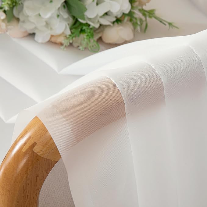 Aiyufeng Sheer Ivory Curtains 120 Inches Long, Extra Long Rod Pocket Solid Color Window Sheer Curtain Panels, Elegant Curtains & Drapes for Living Room, Bedroom 2 Panels (Ivory, 59" W x 120" L)