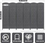 6 Panel Room Divider,6Ft Folding Privacy Screen,Tall - Extra Wide Foldable Panel Partition Wall Divider with Diamond Double-Weaved Hand-Woven Design Room Screen Divider