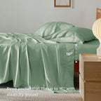 Bedsure King Size Sheets Set, Cooling Sheets for Hot Sleepers, Rayon Derived from Bamboo, Breathable & Soft, Deep Pocket Up to 16 Inches, Hotel Luxury Silky Bedding, Sage Green