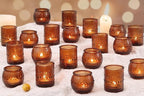 40 Pcs Assorted Amber Candle Holders Bulk- Amber Tealight Candle Holder for Fall Wedding Decor, Votive Candle Holders for Fall Home Decorations, Vintage Table Decor