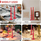 Glass Candle Holders, 2PCS Wide Base Candlestick Holder Decorative Candle Stand Table Centerpieces for Wedding Birthday Halloween Christmas Party, Red