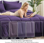 Love's cabin King Size Comforter Set Dark Purple, 7 Pieces King Bed in a Bag, All Season Bedding Sets with 1 Comforter, 1 Flat Sheet, 1 Fitted Sheet, 2 Pillowcase and 2 Pillow Sham