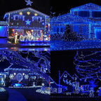 LJLNION 300 LED String Lights Outdoor Indoor, Extra Long 98.5FT Super Bright Christmas Lights, 8 Lighting Modes, Plug in Waterproof Fairy Lights for Holiday Wedding Party Bedroom Decorations (Blue)