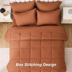 Love's cabin Twin Comforter Set Burnt Orange, 5 Pieces Twin Bed in a Bag, All Season Bedding Sets with 1 Comforter, 1 Flat Sheet, 1 Fitted Sheet, 1 Pillowcase and 1 Pillow Sham
