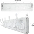 WEBI Coat Rack Wall Mount,Coat Hooks Wall Mounted,16" Hole to Hole,Large Coat Hanger Wall Hook Rack,5 Hooks for Hanging Coats,Hats,Jacket,Clothes,White,2 Packs
