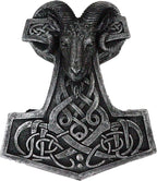 Ebros Gift Viking Ram Skull Thor Hammer Mjolnir with Runes Knotwork Decorative Jewelry Box Figurine Norse God of Thunder Scandinavian Mythology Collectible Trinket Stash Boxes