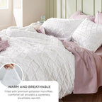 Bedsure Full Comforter Set - Dusty Blue Comforter, Boho Tufted Shabby Chic Bedding for Kids, 3 Pieces Vintage Farmhouse Bed Set for All Seasons, Fluffy Soft Bedding with 2 Pillow Shams