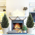 3FT Artificial Topiary Tree Realistic Faux Cedar Pines Christmas Trees UV Rated Fake Shrubs for Front Porch Faux Plants Indoor and Outdoor Decor (2 Pack)