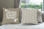 Ambesonne Geometric Throw Pillow Cushion Case Pack of 4, Home Phrase Minimal Zigzag Squama Dahlia Flowers Chevron Tribal, Modern Accent Double-Sided Digital Printing, 18", Cocoa White Charcoal Grey