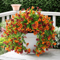 Artificial Hanging Flowers Plants for Outdoor Fall Decoration, 2PCS Faux Silk Daisy UV Resistant Look Real for Outside Home Indoor Planter Porch Window Yard Mums Autumn Decor(Orange Brown)
