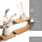 EWART WOODS Floating Wall Mounted Oval Shelf from Wood, Decorative Geometric Wooden Shelves for Candles, Unique Oak Hanging Display Decor (Cherry)