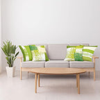 Ambesonne Grunge Throw Pillow Cushion Case Pack of 4, Abstract Design Simplistic Minimal Stripes Brushstrokes Contemporary, Modern Accent Double-Sided Digital Printing, 18", Lime Green Cream and White