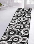 Custom Length Cut to Size Modern Farmhouse Carpet Runner Rug for Hallways, Non Slip Rubber Backed, 31 inch Wide X Customized Length, Geo Black, 31 inch X 7 feet