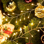 2Pack Firecracker Fairy Lights Plug in, 10Ft 200 LEDs Cluster String Lights, 8 Mode Lighting Copper Wire Lights for Bedroom Wreath Fireplace Wedding Indoor Christmas Tree Decorations, Warm White