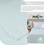 Linen Home 100% Cotton Percale Sheets California King Size, Blue Duck Egg, Deep Pocket, 4 Pieces Set - 1 Flat, 1 Deep Pocket Fitted Sheet and 2 Pillowcases, Crisp Cool and Strong Bed Linen