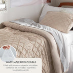 Bedsure Twin Comforter Set - Warm Tan Comforter, Boho Tufted Shabby Chic Bedding for Kids, 2 Pieces Vintage Farmhouse Bed Set for All Seasons, Fluffy Soft Bedding with 1 Pillow Sham