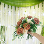 Artificial Rose Flowers 25pcs, Orange Foam Fake Rose Faux Flower for Wedding Bouquets Bridal Shower Centerpieces Floral Arrangements Home Decorations Party Backdrops Table