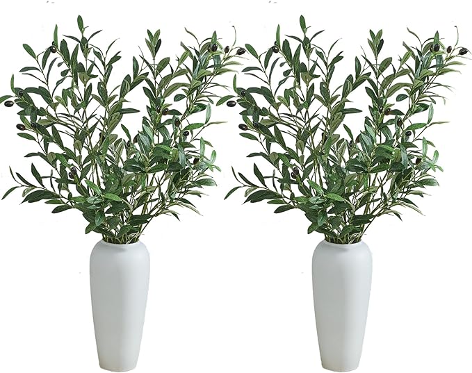 4 PCS 39 Inch Faux Olive Branches Artificial Flowers Greenery Stems Olive Tree Branch for Vase Filler Home Decor Indoor