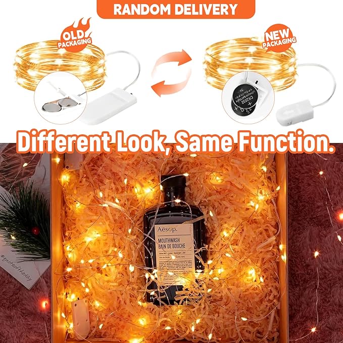 6 Pack Orange Fairy Lights Battery Operated String Lights, 7ft 20 Led Mini Lights, Waterproof Silver Wire Starry for Mason Jars DIY Wedding Party Bedroom Christmas