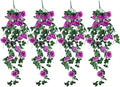 RECUTMS Artificial Hanging Rose Plants Fake Flowers Vines Wall Décor House Garden Patio Front Porch Indoor Decor (Purple)