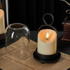 5"&4" Metal Candle Holder with Handmade Glass Dome in Brass & 2 Timer Candles, Set of 2 Versatile Hurricane Glass Candle Holders for Pillar Candles & Plants
