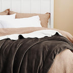 Bedsure GentleSoft Sherpa Fleece Throw Blanket Twin Size for Couch - Thick and Warm Throw for Women and Men, Soft Fuzzy Plush Twin Blanket for Winter, Brown, 60x80 Inches
