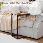 AMHANCIBLE C Shaped Side Table, End Tables Living Room Set of 2, Slide Under Couch Table for Sofa, TV Trays for Bedroom, Small Space, Rustic Brown HET02CBR