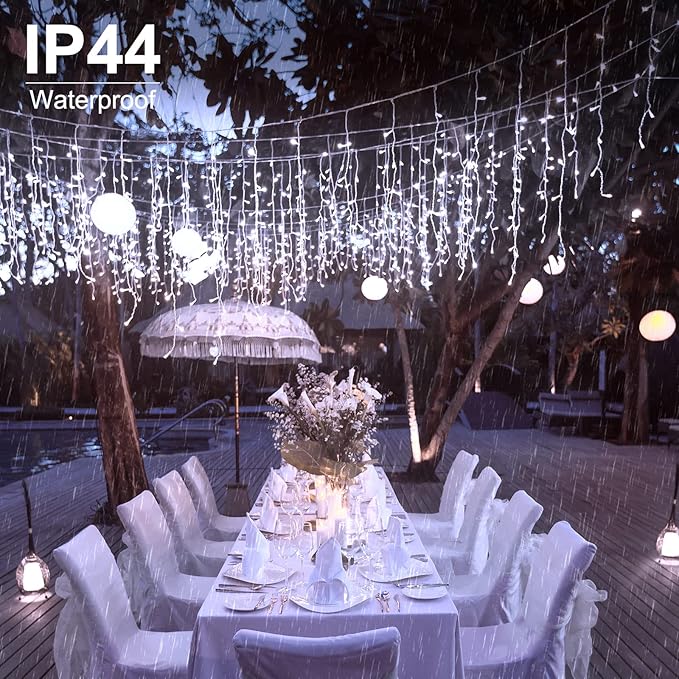 Brightown Icicle Lights Outdoor, 40Ft White Christmas Lights with 81 Drops and 432 LED Icicle Drops, Remote and Timer Controlled, Perfect for House Eaves and Wedding Decor, Pure White
